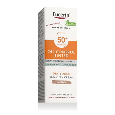 Eucerin Sun Oil Control Tinted Dry Touch Sun Gel-Cream SPF50+ Opaľovací prípravok na tvár 50 ml Odtieň Medium