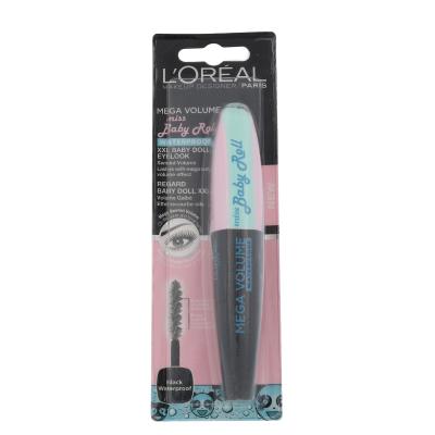 L'Oréal Paris Mega Volume Miss Baby Roll Waterproof Špirála pre ženy 9,1 ml Odtieň Black Waterproof