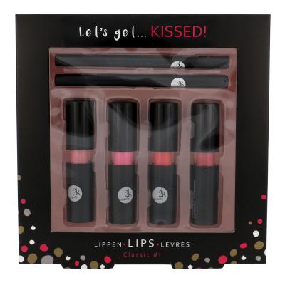 2K Let´s Get Kissed! Darčeková kazeta rúž 4x 3,5 g + kontúrovacia ceruzka na pery 2x 0,2 g poškodená krabička