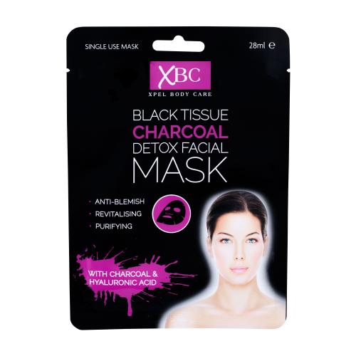 Xpel Body Care Black Tissue Charcoal Detox Facial Mask 28 ml pleťová maska pre ženy na všetky typy pleti; na mastnú pleť; na problematickú pleť s akné