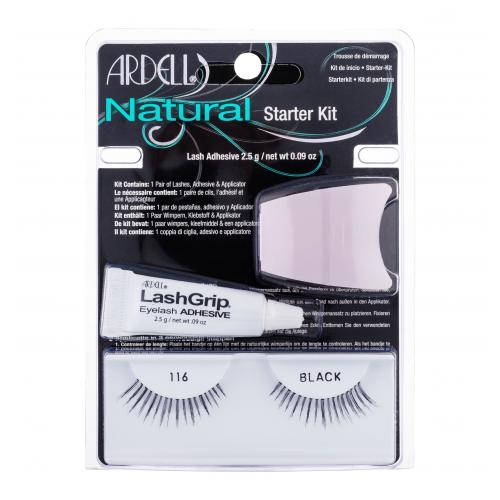 Ardell Natural 116 darčeková kazeta umelé riasy Natural 116 1 pár + lepidlo na riasy LashGrip 2,5 g + aplikátor 1 ks pre ženy Black