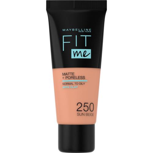 MAYBELLINE NEW YORK Fit Me! Matte+Poreless zmatňujúci make-up pre normálnu až mastnú pleť odtieň 250 Sun Beige 30 ml