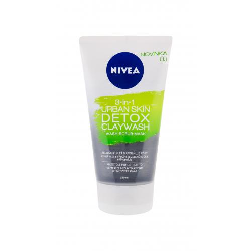 Nivea Urban Skin Detox Claywash 3-in-1 150 ml čistiaci krém pre ženy na veľmi suchú pleť; na rozjasnenie pleti