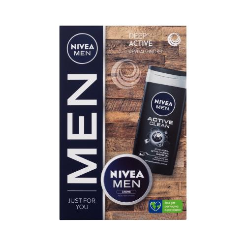 Nivea Men Active Clean darčeková kazeta sprchovací gél 250 ml + univerzálny krém Men Creme 75 ml pre mužov