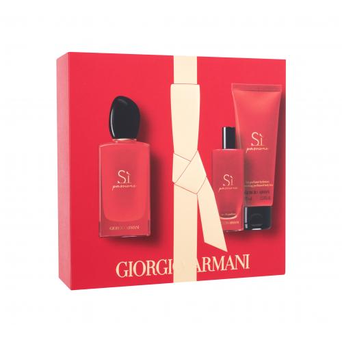 Giorgio Armani Sì Passione darčeková kazeta pre ženy parfumovaná voda 100 ml + parfumovaná voda 15 ml + telové mlieko 75 ml