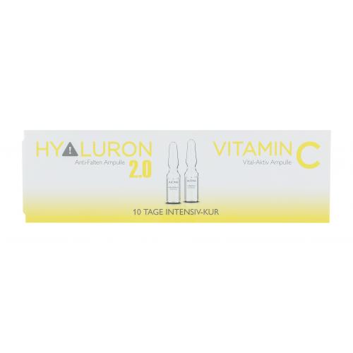 ALCINA Hyaluron 2.0 + Vitamin C Ampulle darčeková kazeta regeneračná kúra 5 x 1 ml + regeneračná kúra Vitamin C 5 x 1 ml na veľmi suchú pleť