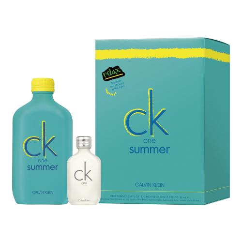 Calvin Klein CK One Summer 2020 darčeková kazeta unisex toaletná voda 100 ml + toaletná voda CK One 15 ml + samolepky