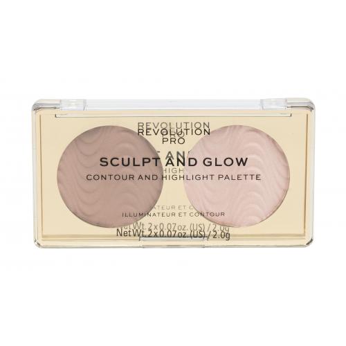 Revolution PRO Sculpt And Glow kontúrovacia paletka na tvár odtieň Desert Sky 2x2 g