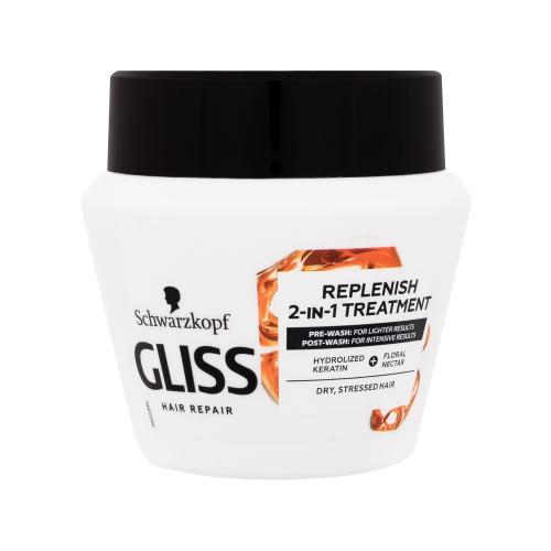 Schwarzkopf Gliss Total Repair 2-in-1 Replenish Treatment 300 ml maska na vlasy pre ženy na šedivé vlasy; na lámavé vlasy