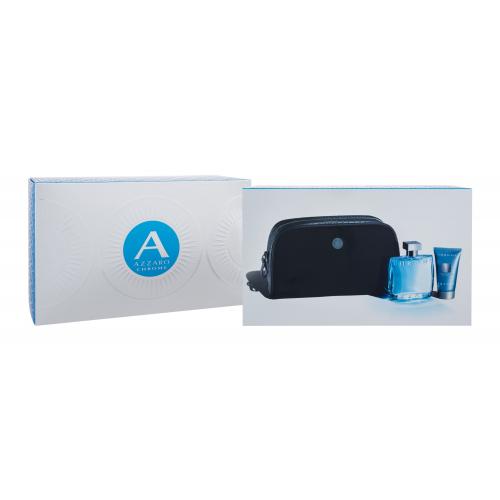 Azzaro Chrome darčeková kazeta pre mužov toaletná voda 100 ml + sprchovací gél 50 ml + kozmetická taška