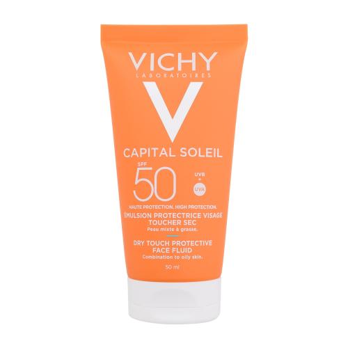 Vichy Capital Soleil Dry Touch Protective Face Fluid SPF50 50 ml opaľovací prípravok na tvár unisex na všetky typy pleti; na mastnú pleť