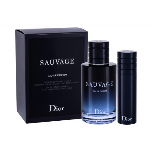Christian Dior Sauvage darčeková kazeta parfumovaná voda 100 ml + parfumovaná voda 10 ml naplniteľný pre mužov