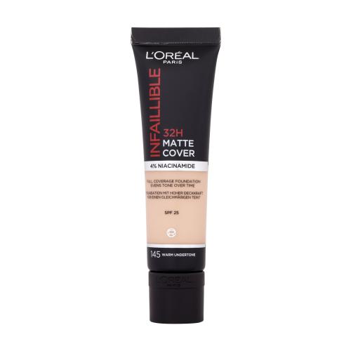 L’Oréal Paris Infallible 32H Matte Cover dlhotrvajúci zmatňujúci make-up SPF 25 odtieň 145 (Warm Undertone) 30 ml