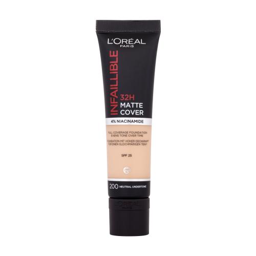 L’Oréal Paris Infallible 32H Matte Cover dlhotrvajúci zmatňujúci make-up SPF 25 odtieň 200 (Neutral Undertone) 30 ml