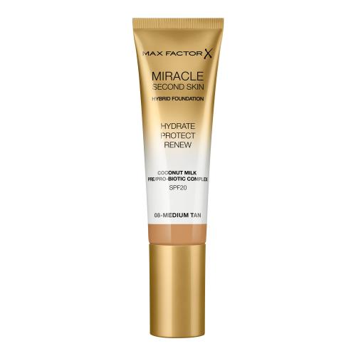 Max Factor Miracle Second Skin hydratačný krémový make-up SPF 20 odtieň 08 Medium Tan 30 ml