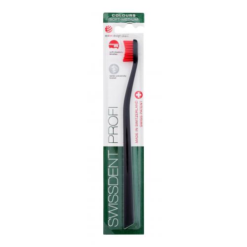 Swissdent Profi Colours Single zubná kefka soft - medium Black & Red 1 ks