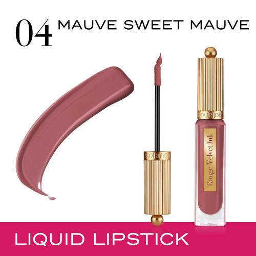 BOURJOIS Paris Rouge Velvet Ink 3,5 ml rúž pre ženy 04 Mauve Sweet Mauve tekutý rúž