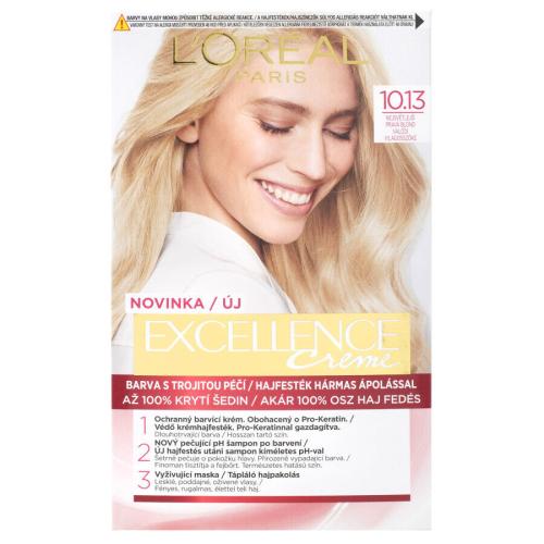 L'Oréal Paris Excellence Creme Triple Protection 48 ml farba na vlasy pre ženy 10,13 Natural Light Baby Blonde na všetky typy vlasov; na blond vlasy