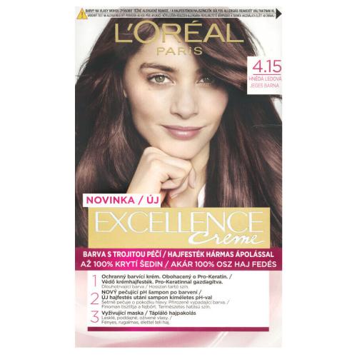 L'Oréal Paris Excellence Creme Triple Protection 48 ml farba na vlasy pre ženy 4,15 Frosted Brown na všetky typy vlasov