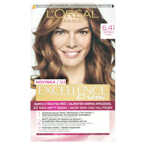 L'Oréal Paris Excellence Creme Triple Protection 48 ml farba na vlasy pre ženy 6,41 Natural Hazelnut Brown na všetky typy vlasov