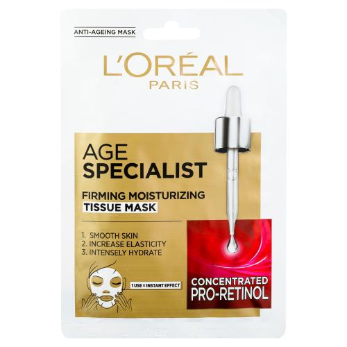 L’Oréal Paris Age Specialist 45+ textilná maska pre okamžité spevnenie a vyhladenie pleti 30 g