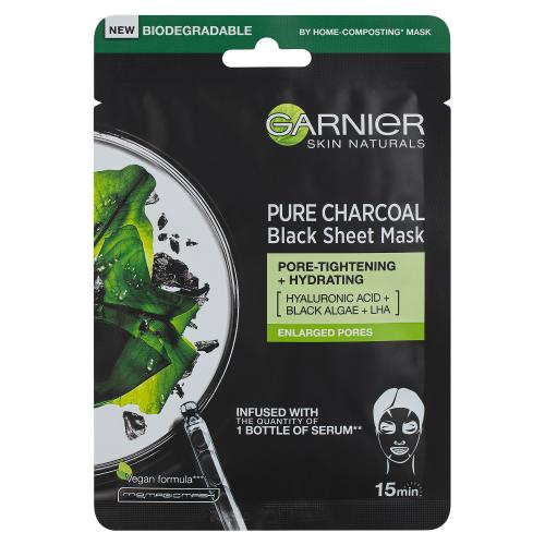 Garnier Skin Naturals Pure Charcoal Algae 1 ks pleťová maska na všetky typy pleti; na mastnú pleť; na rozjasnenie pleti; na dehydratovanu pleť