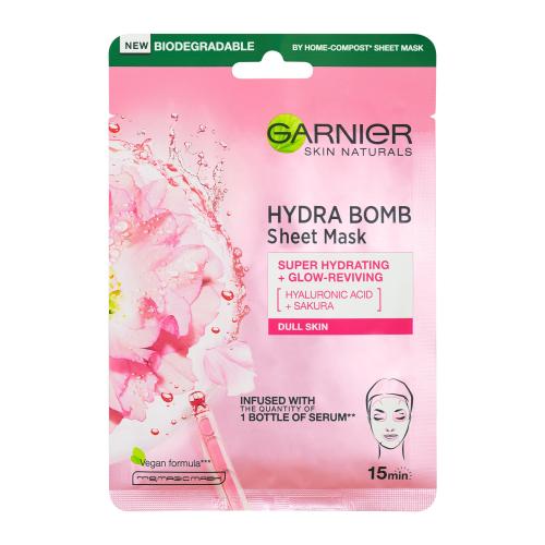 Garnier Skin Naturals Hydra Bomb Sakura 1 ks pleťová maska na veľmi suchú pleť; proti vráskam; na rozjasnenie pleti; na dehydratovanu pleť