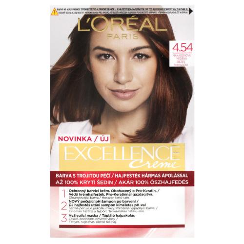 L'Oréal Paris Excellence Creme Triple Protection 48 ml farba na vlasy W 4,54 Natural Dark Copper Mahogany na všetky typy vlasov; na farbené vlasy
