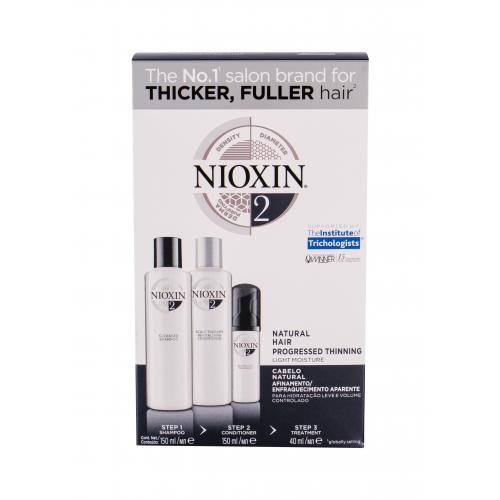 Nioxin System 2 darčeková kazeta šampón 150 ml + kondicionér 150 ml + vlasová starostlivosť 40 ml pre ženy poškodená krabička na jemné vlasy