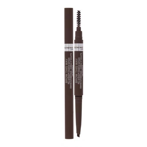 Rimmel Brow This Way ceruzka na obočie s kefkou 2 v 1 odtieň 002 Medium Brown 0,25 g