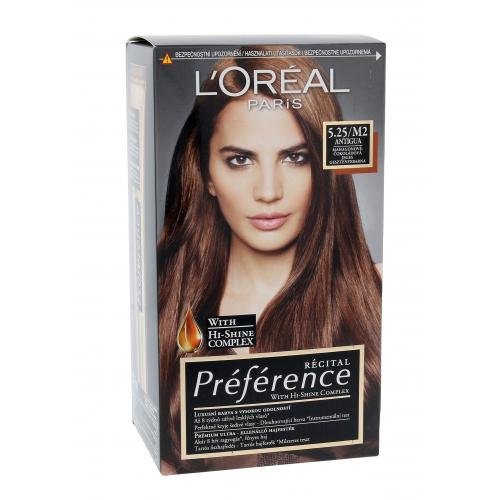 L'Oréal Paris Préférence Récital 60 ml farba na vlasy pre ženy poškodená krabička 5,25-M2 Antigua na všetky typy vlasov; na farbené vlasy