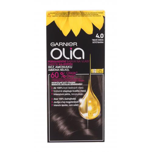 Garnier Olia 50 g olejová permanentná farba na vlasy pre ženy 4,0 Dark Brown