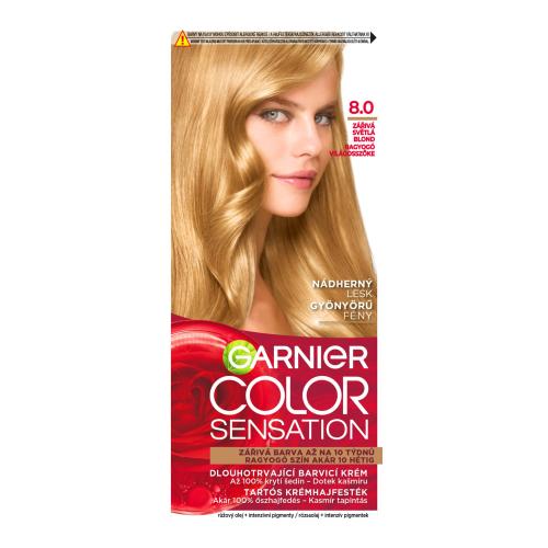 Garnier Color Sensation 40 ml farba na vlasy pre ženy 8,0 Luminous Light Blond na všetky typy vlasov; na farbené vlasy