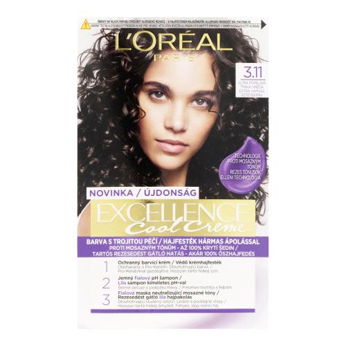 L'Oréal Paris Excellence Cool Creme 48 ml farba na vlasy pre ženy 3,11 Ultra Ash Dark Brown na všetky typy vlasov; na farbené vlasy