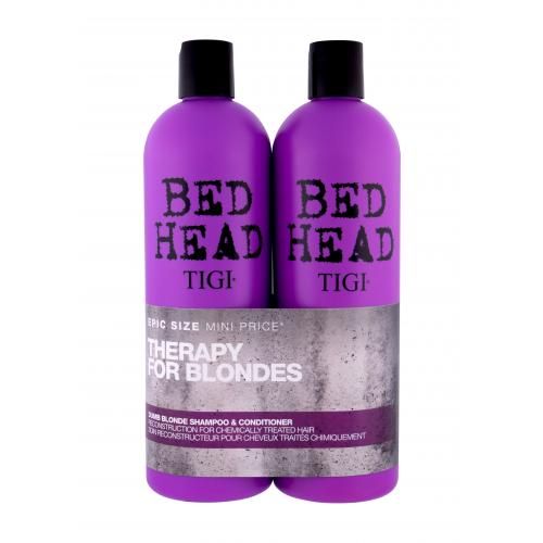 Tigi Bed Head Dumb Blonde darčeková kazeta šampón 750 ml + kondicionér 750 ml pre ženy na poškodené vlasy; na blond vlasy