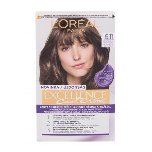 L'Oréal Paris Excellence Cool Creme 48 ml farba na vlasy pre ženy poškodená krabička 6,11 Ultra Ash Dark Blond na všetky typy vlasov; na farbené vlasy