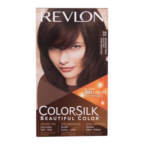 Revlon Colorsilk Beautiful Color farba na vlasy pre ženy farba na vlasy Colorsilk Beautiful Color 59,1 ml + vyvíjač 59,1 ml + kondicionér 11,8 ml + rukavice 32 Dark Mahogany Brown