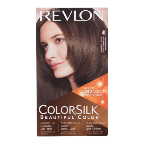 Revlon Colorsilk Beautiful Color farba na vlasy pre ženy farba na vlasy Colorsilk Beautiful Color 59,1 ml + vyvíjač 59,1 ml + kondicionér 11,8 ml + rukavice 40 Medium Ash Brown