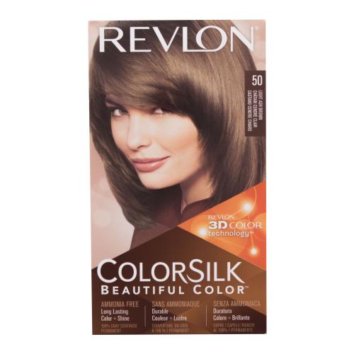 Revlon Colorsilk Beautiful Color farba na vlasy pre ženy farba na vlasy Colorsilk Beautiful Color 59,1 ml + vyvíjač 59,1 ml + kondicionér 11,8 ml + rukavice 50 Light Ash Brown
