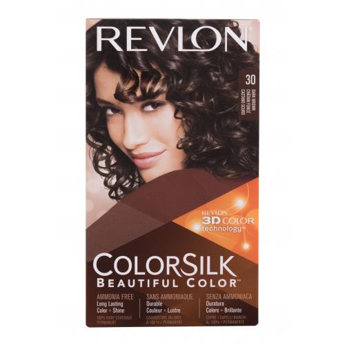 Revlon Colorsilk Beautiful Color farba na vlasy pre ženy farba na vlasy Colorsilk Beautiful Color 59,1 ml + vyvíjač 59,1 ml + kondicionér 11,8 ml + rukavice 30 Dark Brown