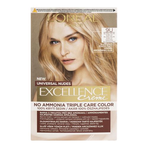 L'Oréal Paris Excellence Creme Triple Protection 48 ml farba na vlasy pre ženy 9U Very Light Blond na všetky typy vlasov; na blond vlasy