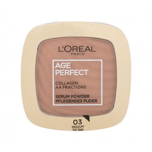 L'Oréal Paris Age Perfect Serum Powder 9 g púder pre ženy 03 Medium To Tan