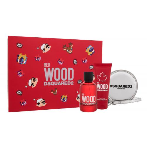 Dsquared2 Red Wood darčeková kazeta pre ženy toaletná voda 100 ml + sprchovací gél 100 ml + peňaženka
