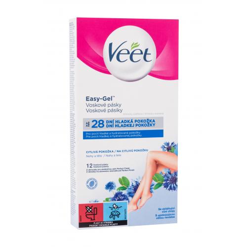 Veet Easy-Gel Wax Strips Body and Legs Sensitive Skin 12 ks depilačný prípravok pre ženy