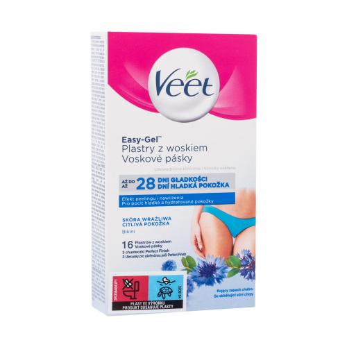Veet Easy-Gel Wax Strips Bikini Sensitive Skin 16 ks depilačný prípravok pre ženy