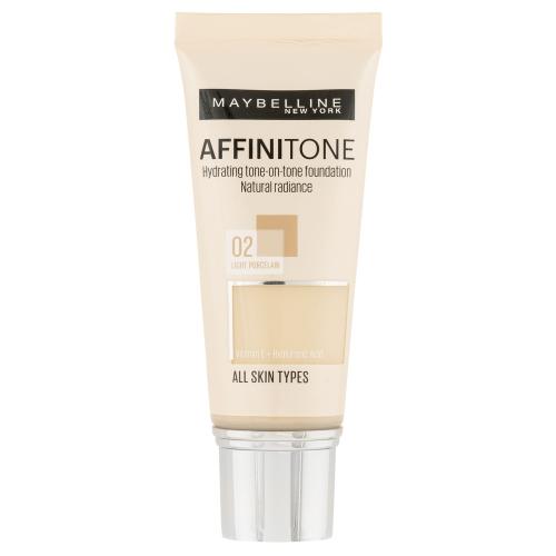 Maybelline Affinitone 30 ml make-up pre ženy 02 Light Porcelain na veľmi suchú pleť; na dehydratovanu pleť