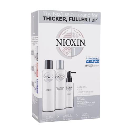 Nioxin System 1 darčeková kazeta šampón 150 ml + kondicionér 150 ml + vlasová starostlivosť 50 ml pre ženy na jemné vlasy