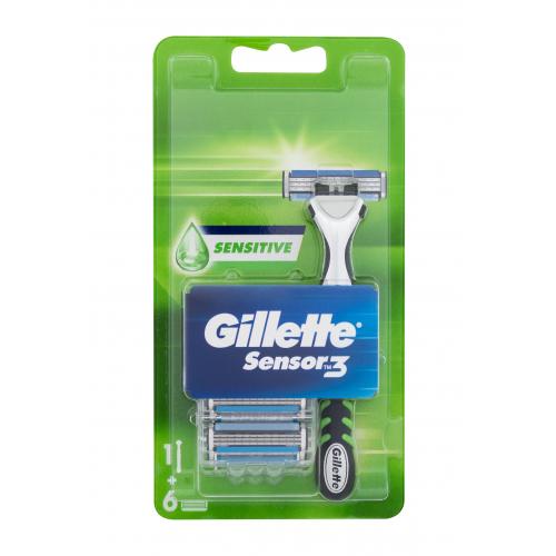 Gillette Sensor3 Sensitive holiaci strojček 1 holiaci strojček + 6 náhradných britiev pre mužov