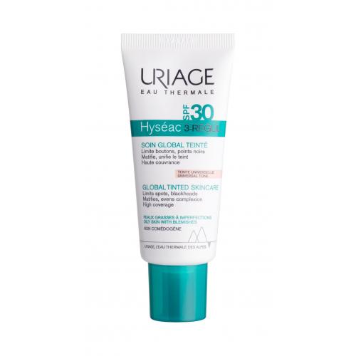 Uriage Hyséac 3-Regul Global Tinted Skincare SPF30 40 ml denný pleťový krém na všetky typy pleti; na mastnú pleť; na dehydratovanu pleť