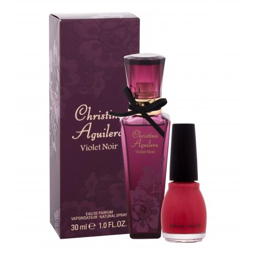 Christina Aguilera Violet Noir darčeková kazeta pre ženy parfumovaná voda 30 ml + lak na nechty 15 ml